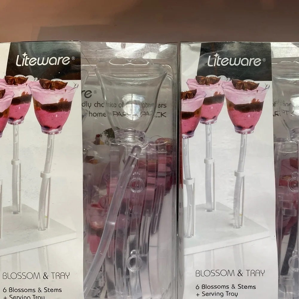 BRAND NEW IN BOX LITEWARE Pink Blossom & Tray Set 2 Boxes of 6 each-12 Total